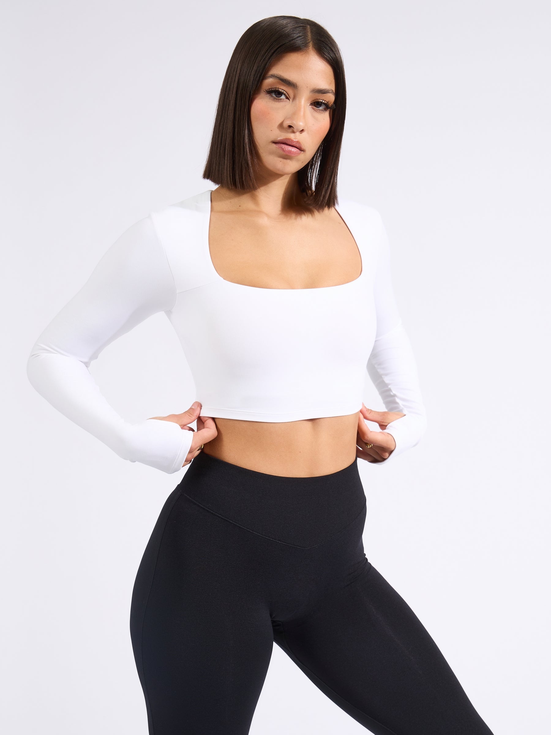 Long Sleeve Butter Crop White Buffbunny Canada