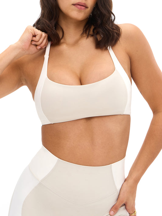 Aurora Sports Bra - Bone and Ivory