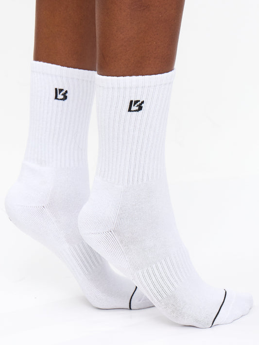 3 Pack Full Crew Socks - White