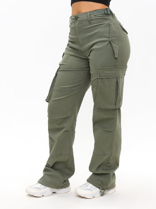 Curvy Stretch Cargo Pant - Matcha Latte