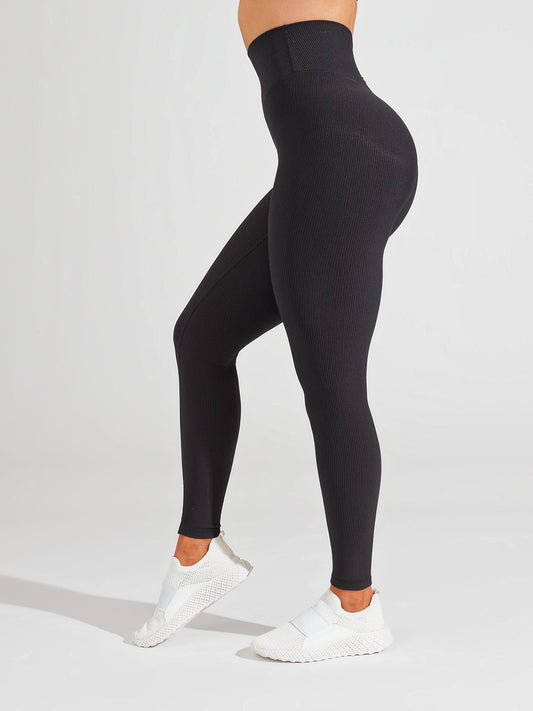 Material Girl Ribbed Legging - Onyx Black