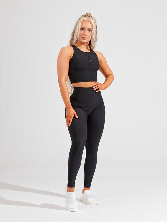 Material Girl Ribbed Legging - Onyx Black