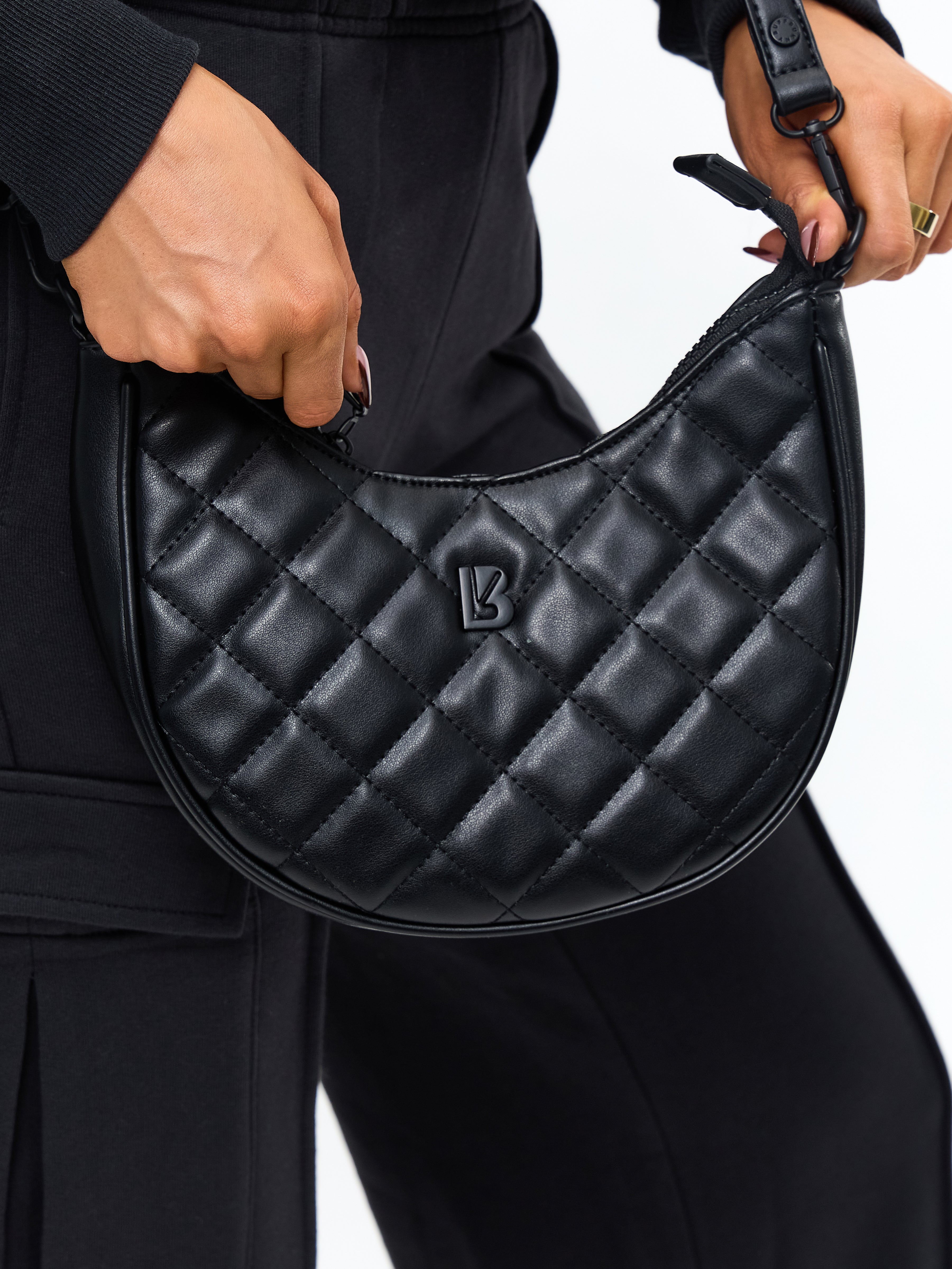 Black leather quilted crossbody bag sale