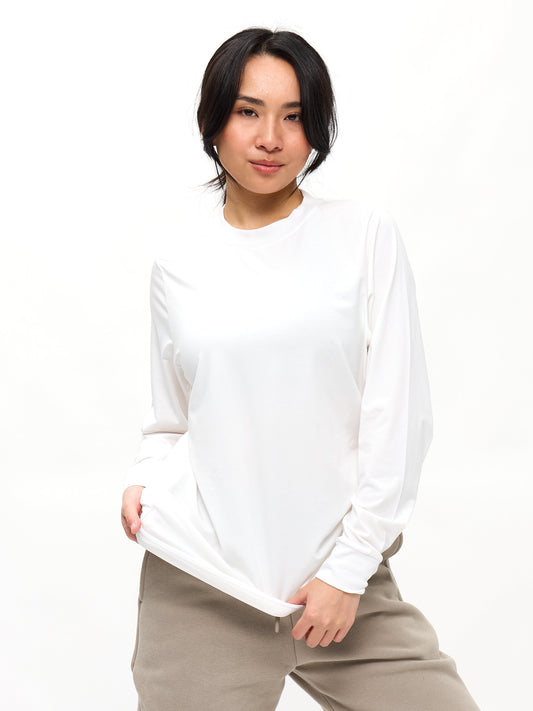 Drape Long Sleeve Tee - White