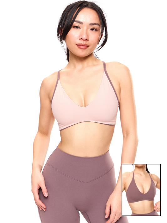 Girlfriend Reversible Sports Bra - Mocha Berry and Berry Ice