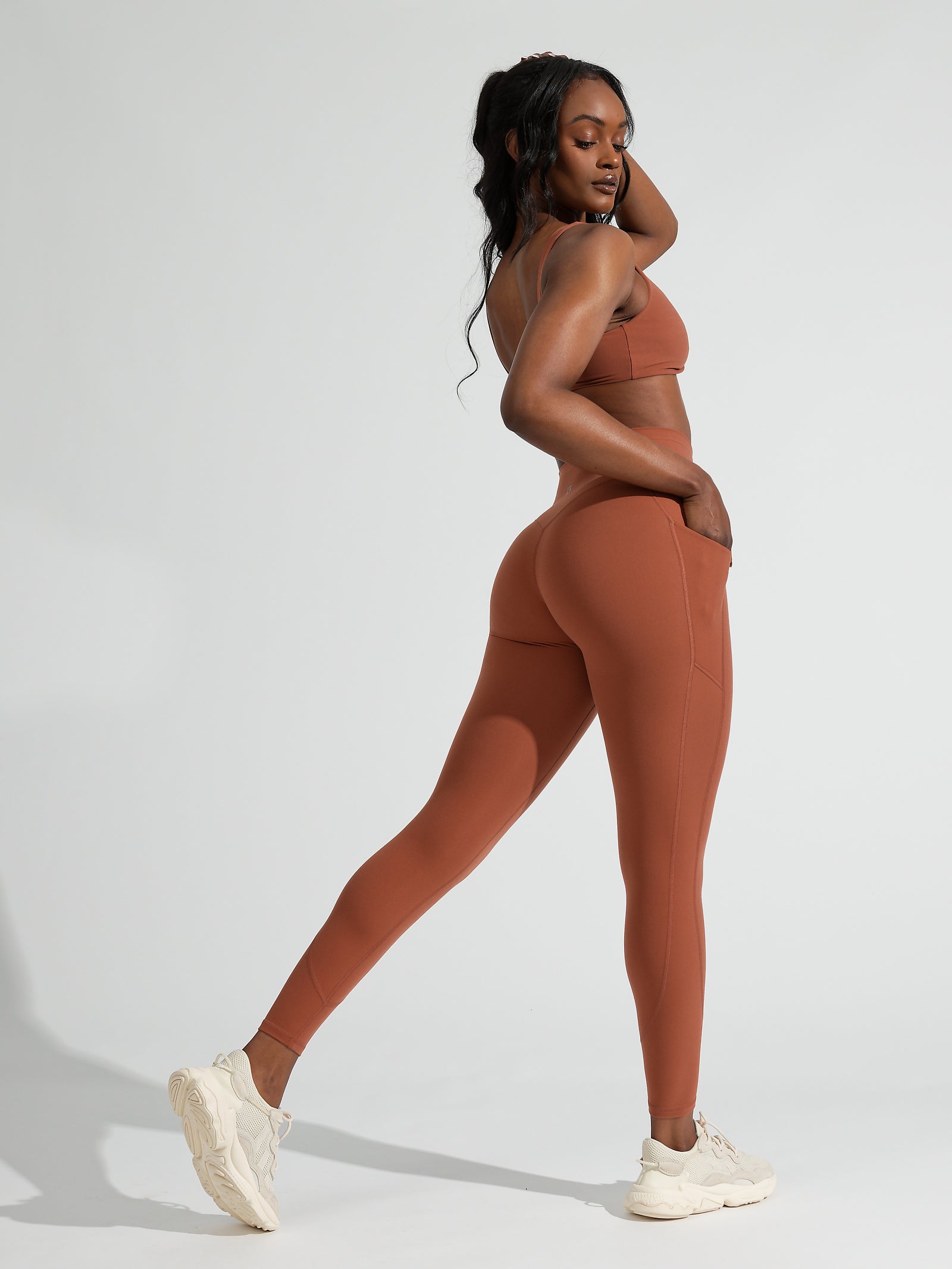 Brown leggings shop and top